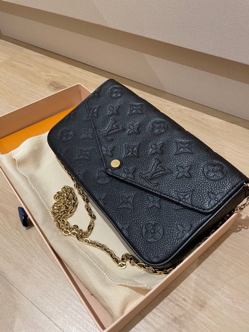 Louis Vuitton Pochette Felicie With Chain and Card Case Noir Black