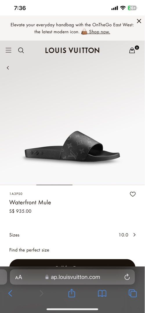 Louis Vuitton Waterfront Mule slides, Men's Fashion, Footwear, Flipflops  and Slides on Carousell