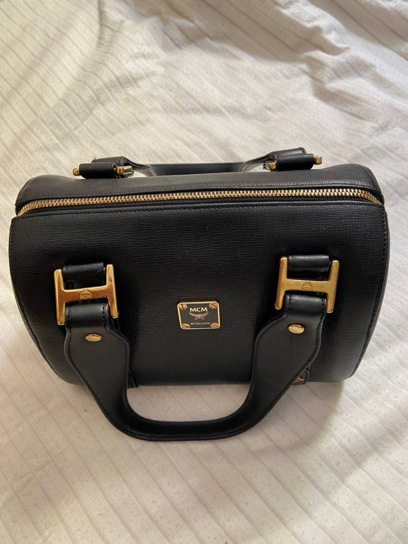 MCM Boston Doctors Bag Black, Luxury, Bags & Wallets on Carousell