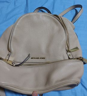 MK MICHAEL KORS Rhea Genuine Pebbled Leather Backpack in Ocean Blue colour
