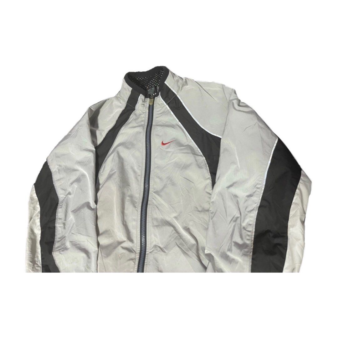 nike windbreaker white black and grey