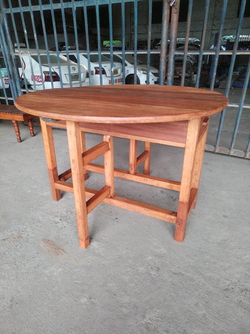 Old Folding Table (Category: Tables & Sets) located in Paranaque City. Submitted by mommykiee (Listing ID 1251210377, Image 2). Description: Old folding table Made of seasoned tanguile wood Size: D47 H31inch Ready to use.