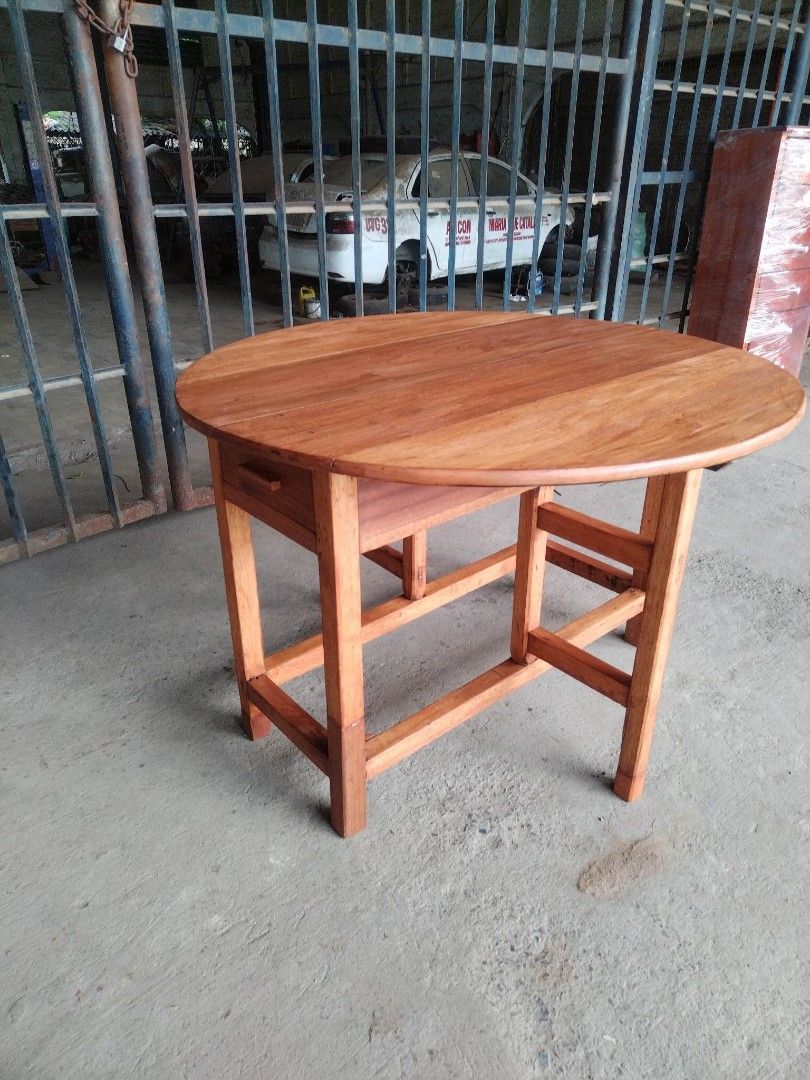Old Folding Table (Category: Tables & Sets) located in Paranaque City. Submitted by mommykiee (Listing ID 1251210377, Image 3). Description: Old folding table Made of seasoned tanguile wood Size: D47 H31inch Ready to use.