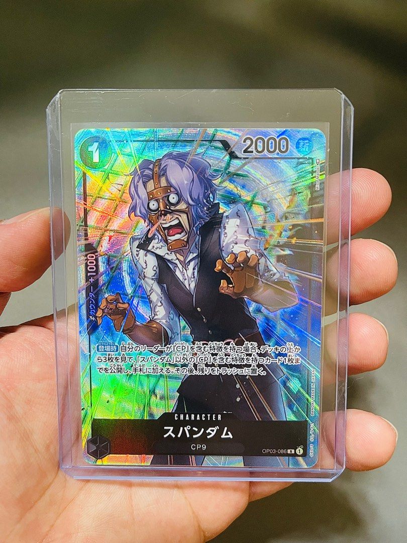 OP-03 Mighty Enemy R Spandam Parallel / Alternate Art (Category: Raw Singles) located in Antipolo. Submitted by quekerots (Listing ID 1251275698, Image 1). Description: Freshly pulled from a booster pack Inner sleeve and top loader included For other OP-03 cards SR, R, UC and C cards kindly pm me. .