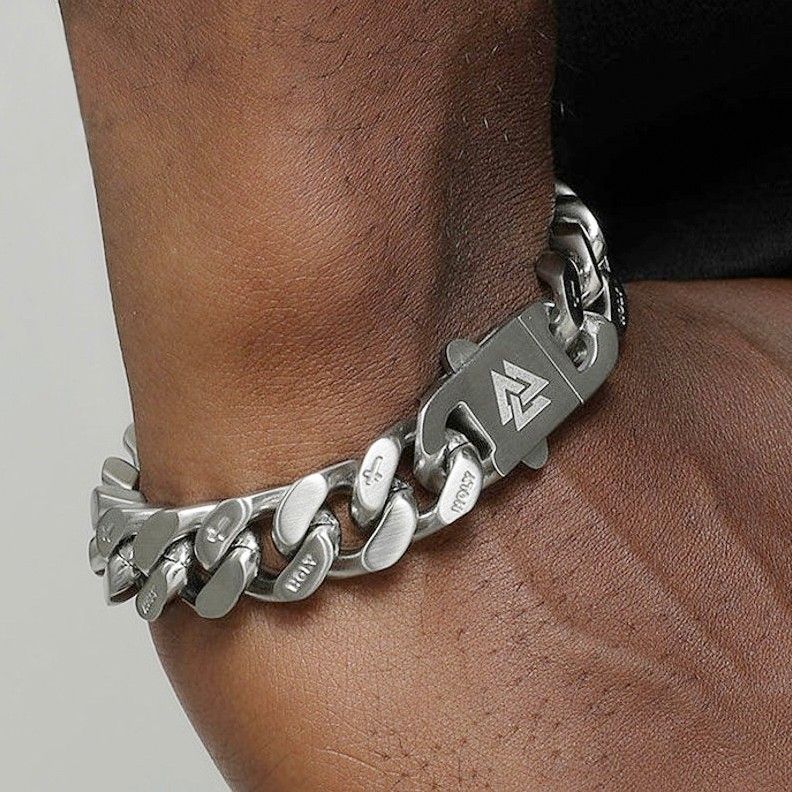 Original Tatinium Steel Brushed Carved Hip Hop Cuban link Bracelet