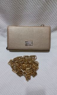 Parfois Gold Wallet Organizer Sling Bag