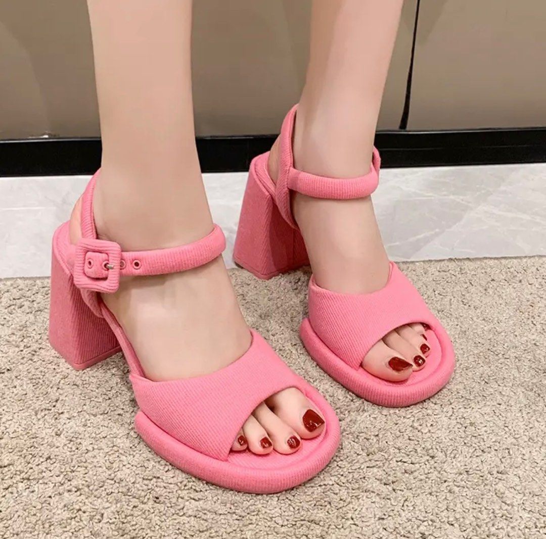 Pink heels shoes sandals woman 39