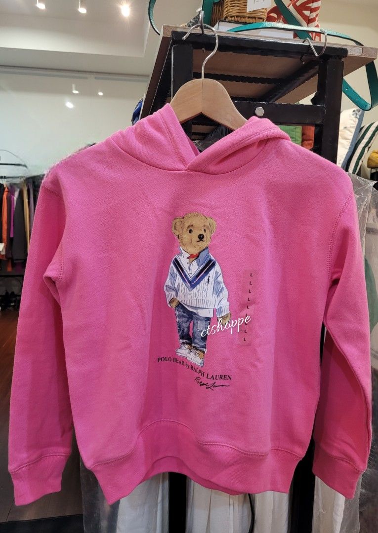 Pink polo bear hoodie sales