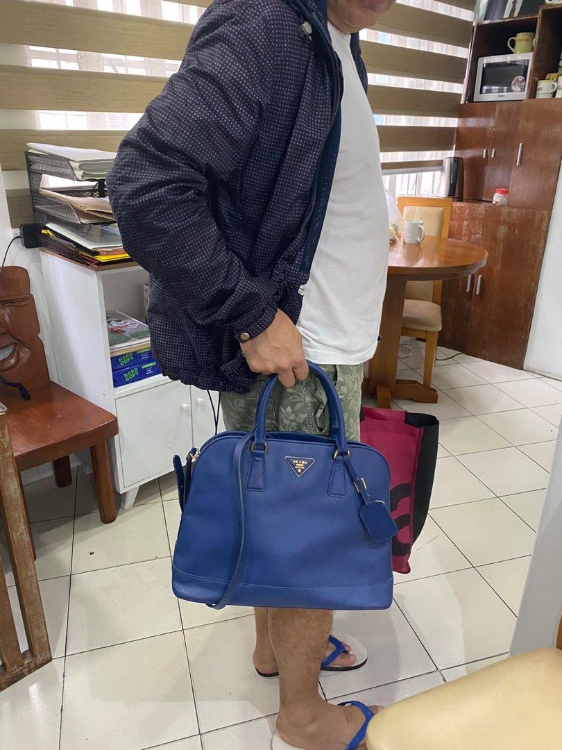 saffiano prada blue bag