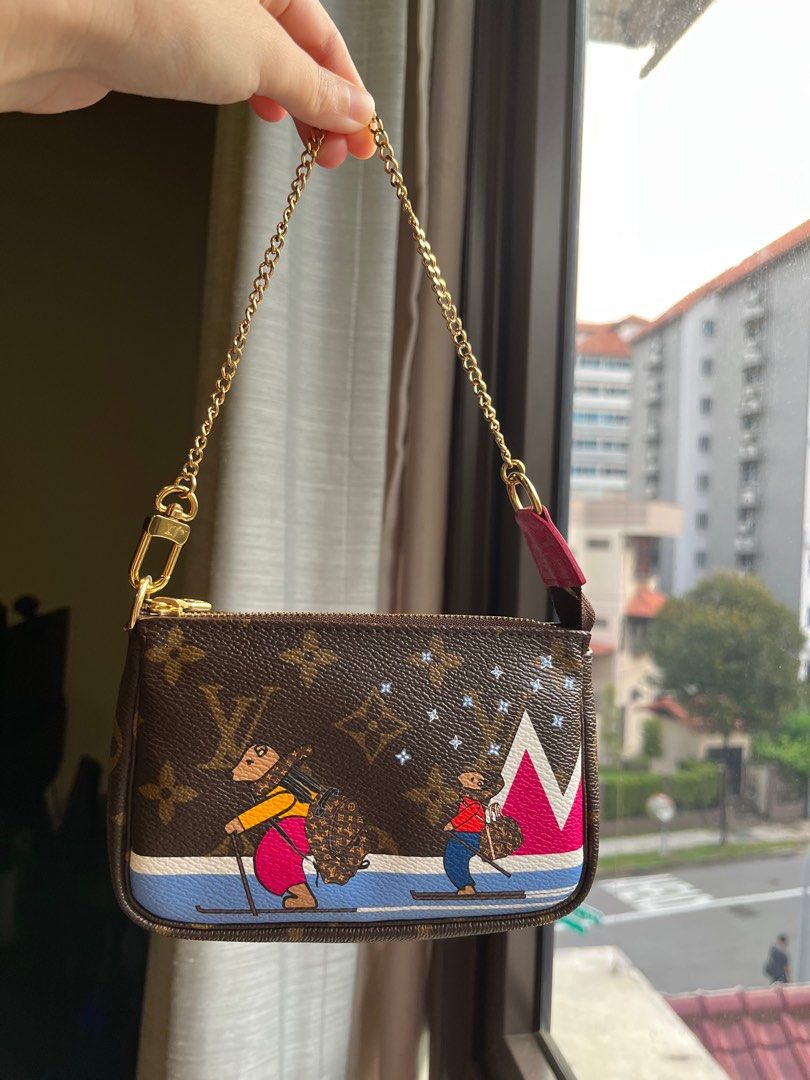 Louis Vuitton mini pochette mono WITH long chain strap, Luxury, Bags &  Wallets on Carousell