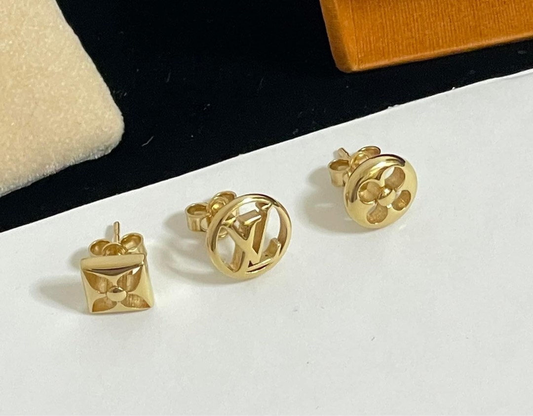 Louis Vuitton Crazy in Lock Earrings Set Gold Brass