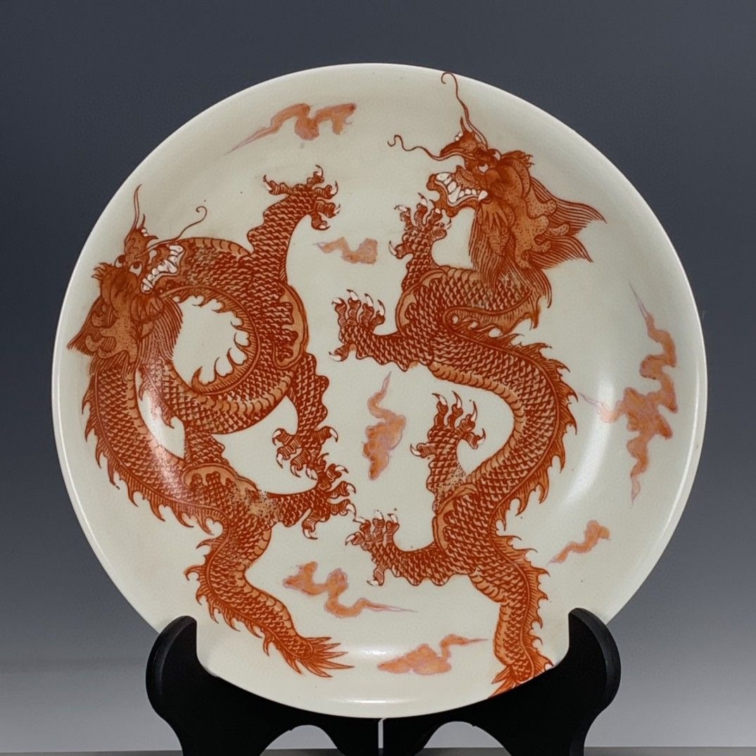 双龍水盤 紫銅 晴龍斋 美品165