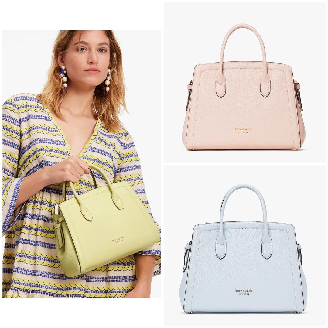 SALE END 4 SEPT Kate Spade Knott Medium Satchel Handbag Top Handle Satchel Crossbody Slingbag Mochi Pink Watercolor Blue Suns Out Yellow