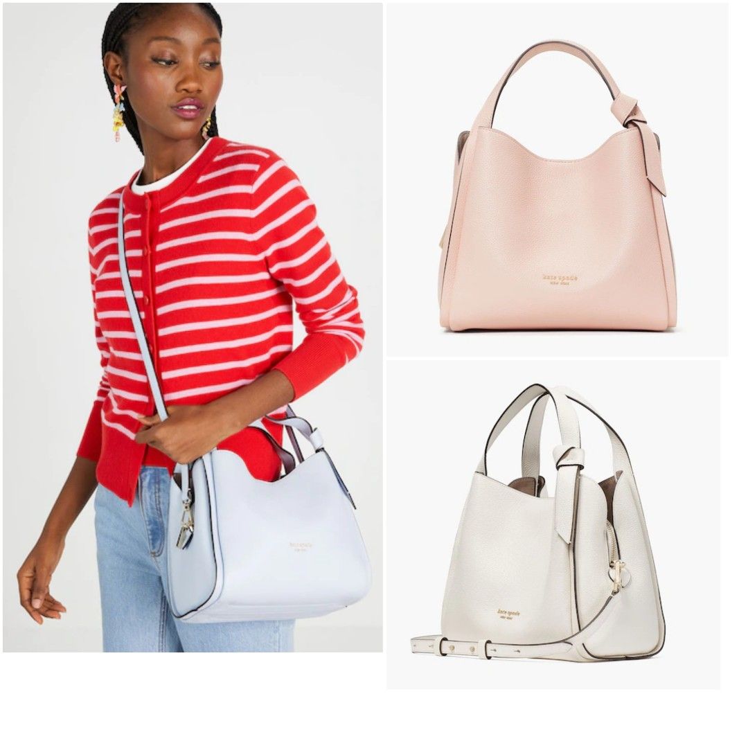 SALES Ends 25 Dec Noon Kate Spade Knott Medium Crossbody Tote Watercolour Blue Mochi Pink Cream Women s Fashion Bags Wallets Cross body Bags on Carousell