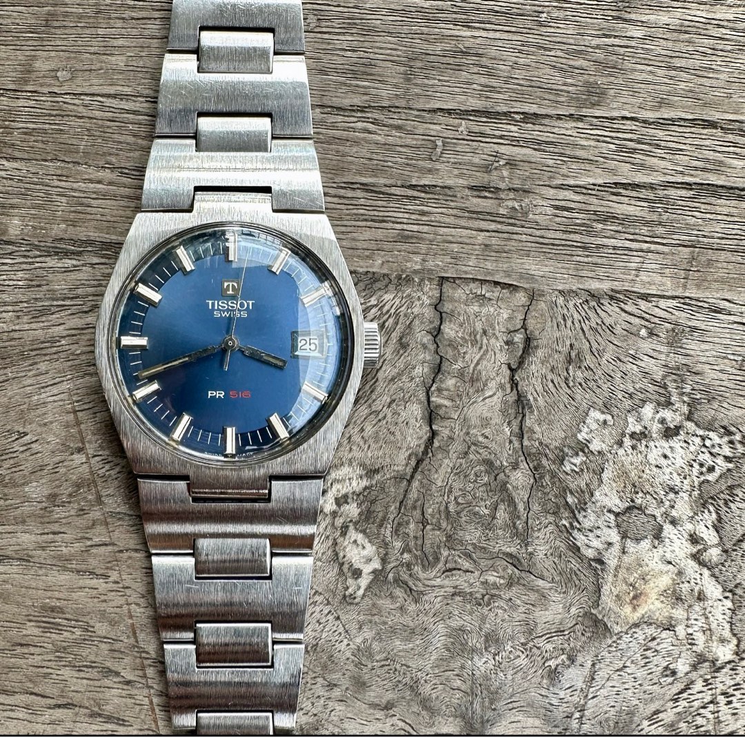 Serviced Vintage Tissot PR 516 BIG Crown Blue Luxury Watches on Carousell