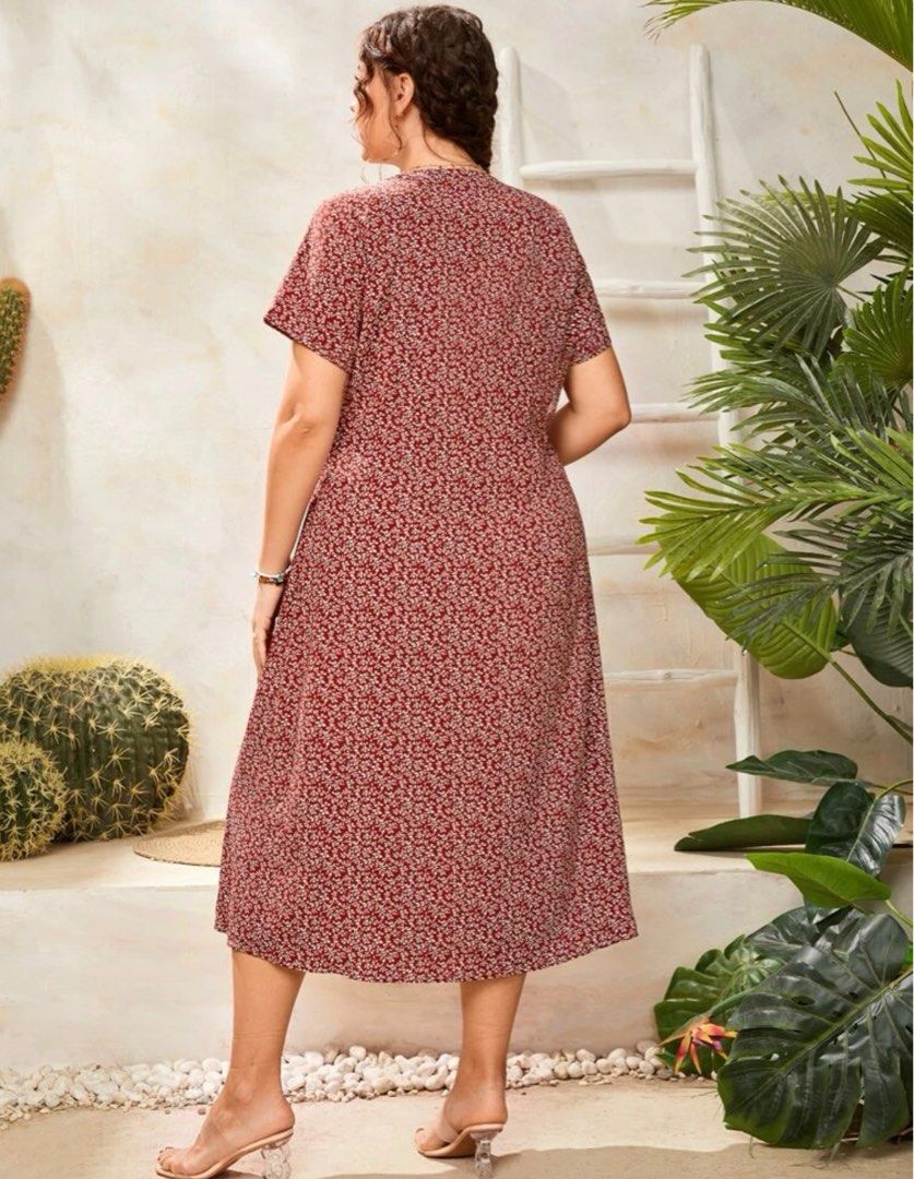 knee length dresses for ladies SHEIN SXY Plus Size Women's Solid Color Minimalist Everyday Off-Should –  Shelia store main image 0