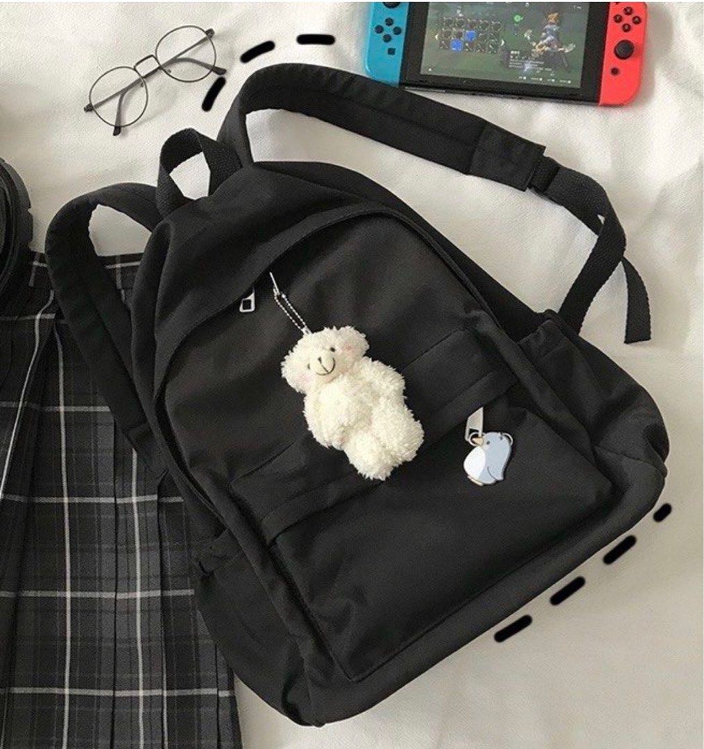 Korean black backpack outlet