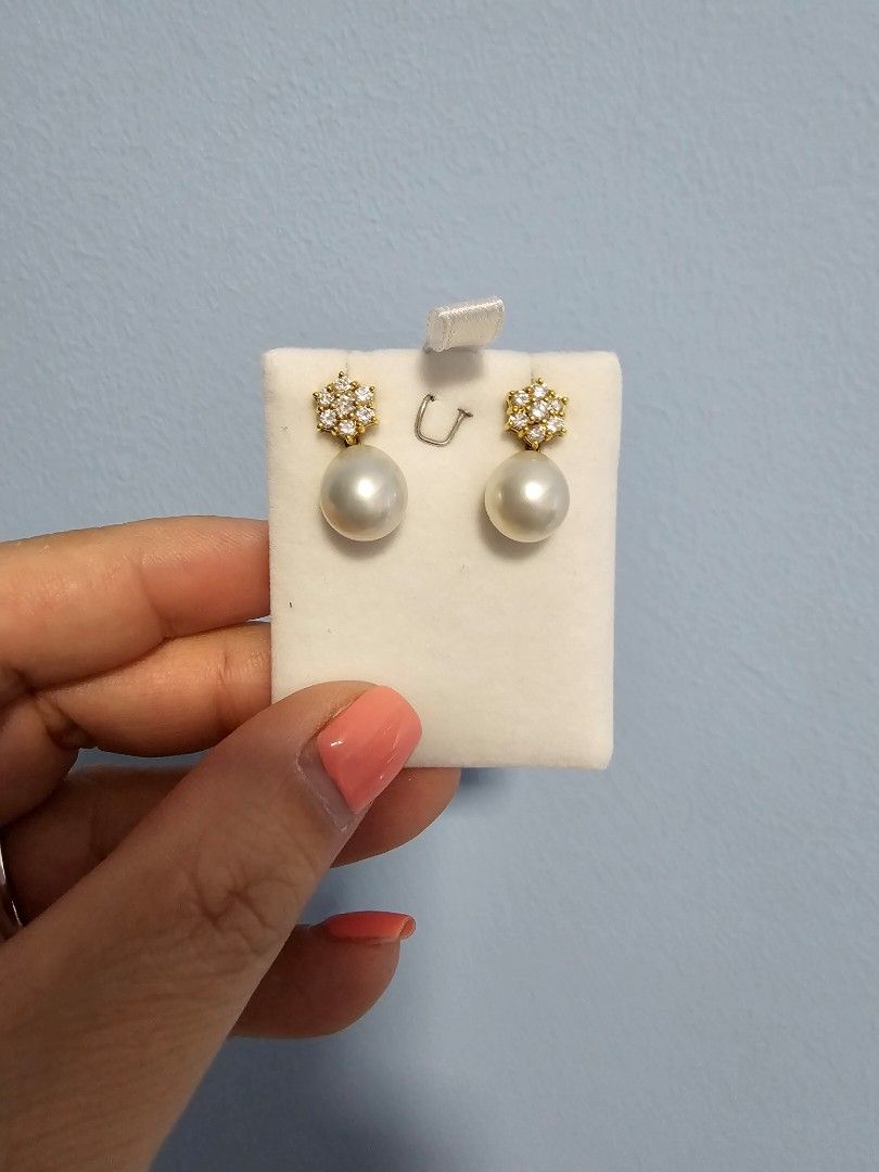 South Sea Pearl Diamond Snowflakes Earring 18K Women s