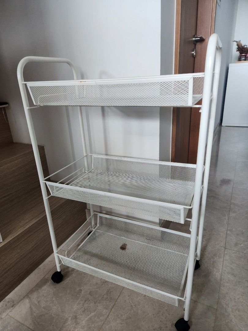 Short Rack Trolley Stainless Steel Rack Trolley with wheels, Furniture & Home Living ...