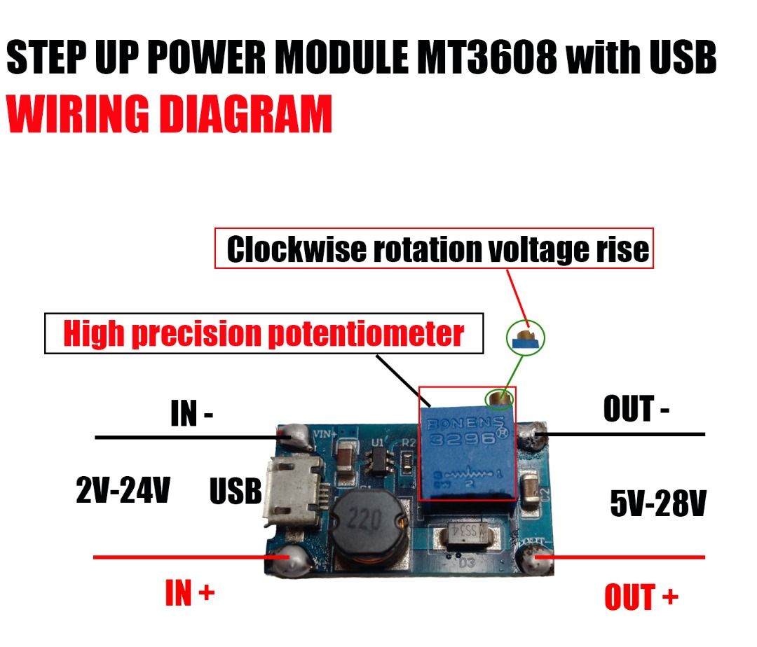 STEP UP BOOST CONVERTER MODULE VOLTAGE REGULATOR, MT3608 SX1308 with ...