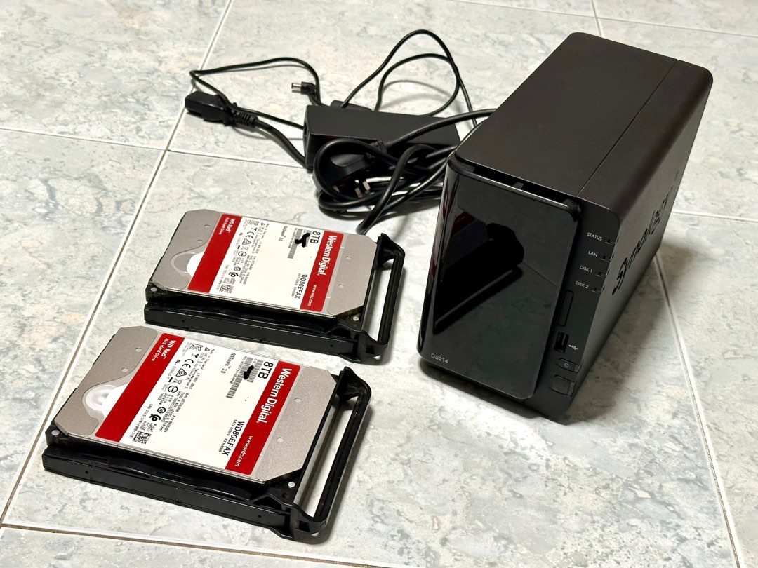 Synology DS214 NAS + 2 x 8Tb WD Red (WD80EFAX) 硬碟, 電腦&科技