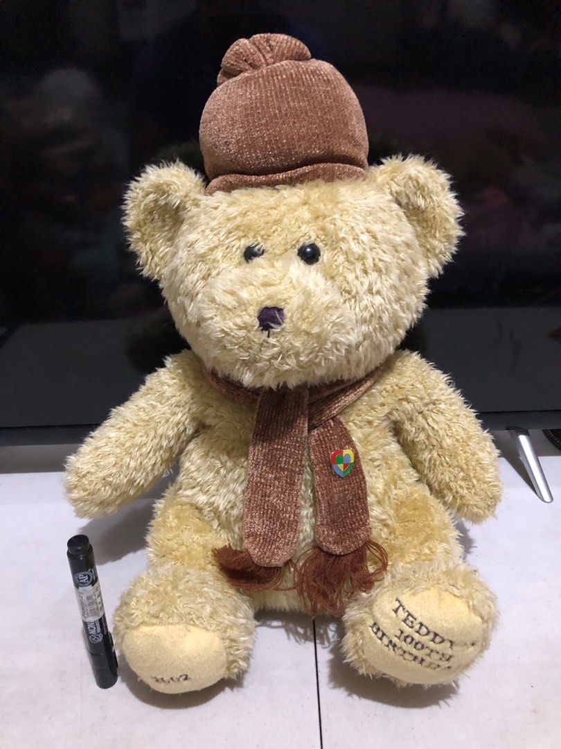 Bear　Plush,　Teddy's　on　100th　16”　Games　Birthday　Hobbies　Toys　Toys,　Carousell