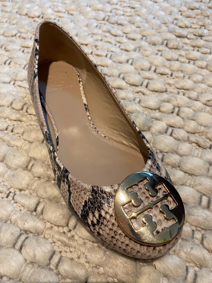 Tory burch 2025 minnie snakeskin flats