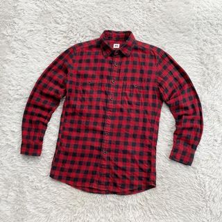 Uniqlo MEN Kemeja Flannel Plaid Shirt Long Sleeve 56 Red