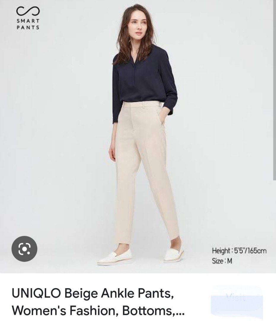 UNIQLO (S) 2Way Strech Smart Ankle Pant Beige, Women's Fashion