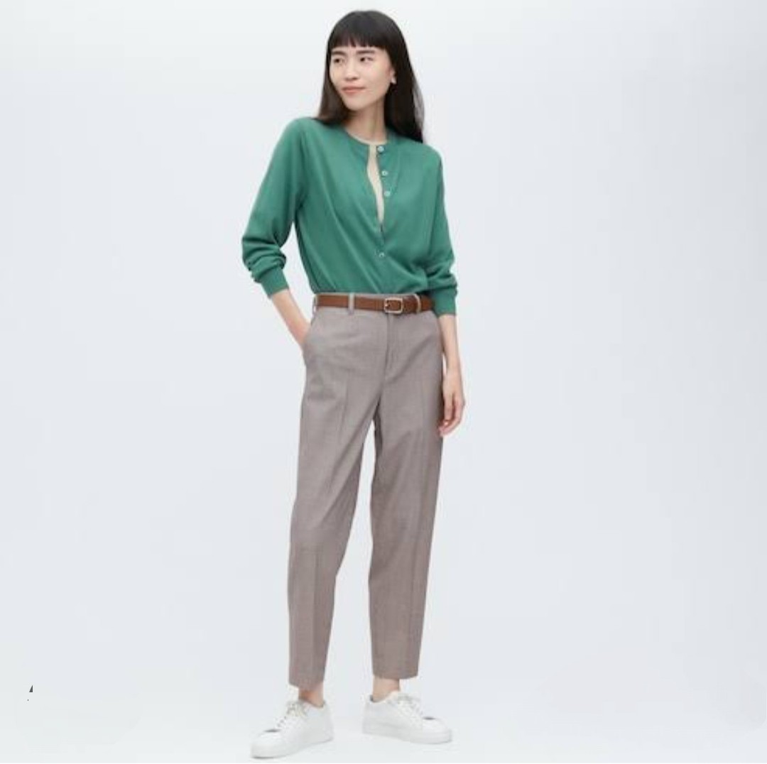 Uniqlo Women Smart Ankle Length Pants (Brown Houndsthooth) on Carousell