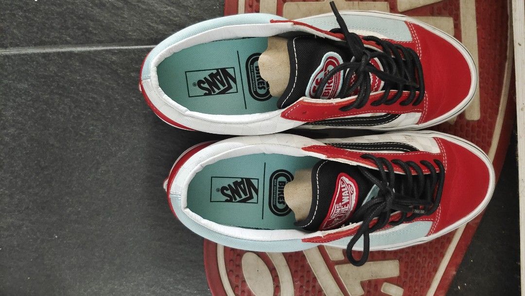 Red white discount and black vans