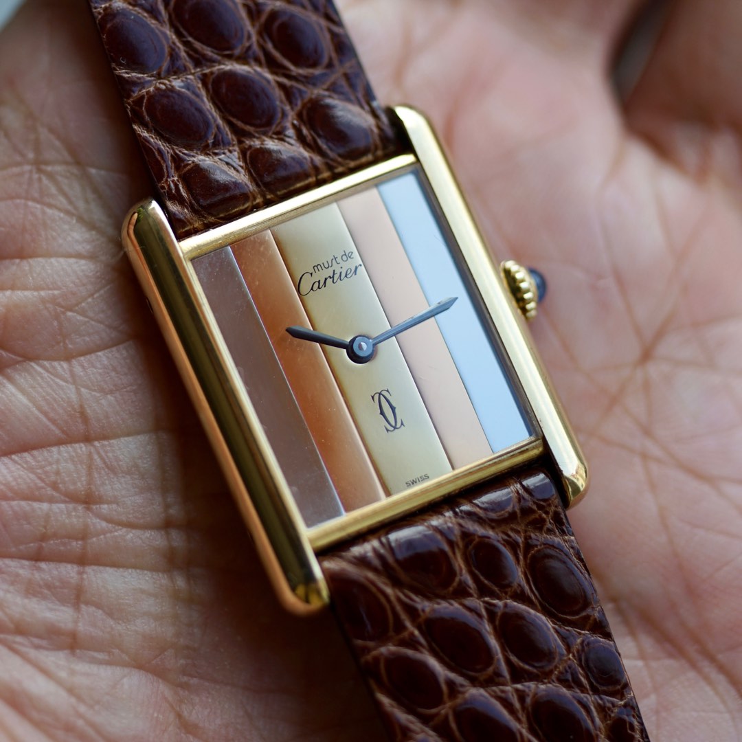 Vintage Cartier tank must de, trinity color dial , hand winding , watch only , men’s size LM