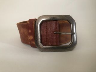 Vintage Genuine Soft Leather Belt with a Rustic Sanded Finish and a Solid Steel Buckle
