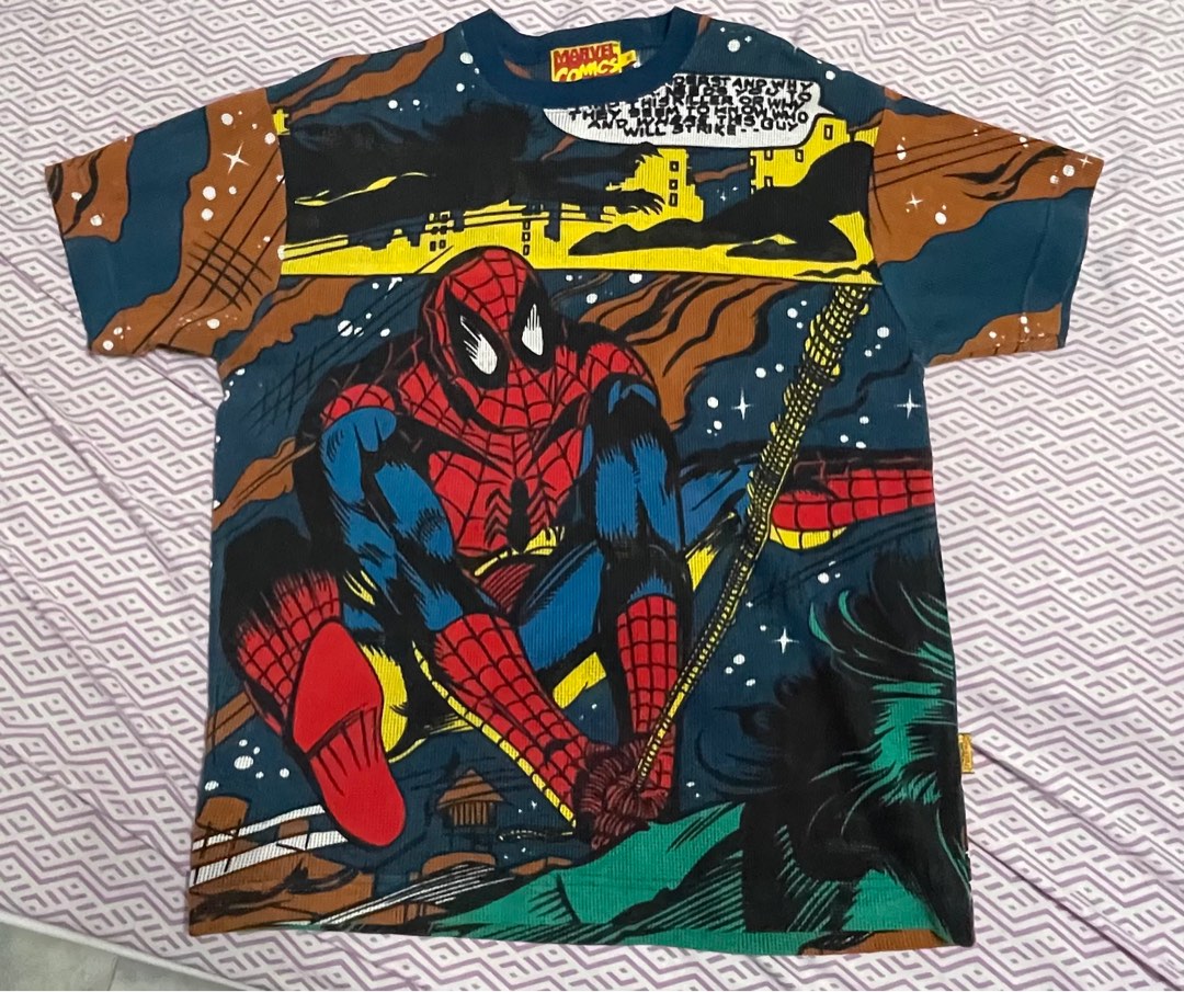T-shirt Vintage Spiderman Homme Taille L – Imprimé Graphique Années 90, 1991 – 100% Coton