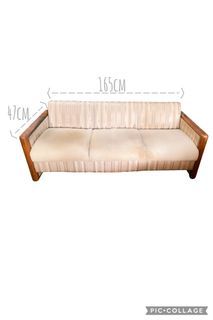 Vintage solid wood frame 3 seater Italian sofa