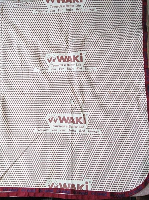 Waki Negative ion far infra red bedsheet (Category: Other Assistive Aids) located in Valenzuela. Submitted by anniepating (Listing ID 1251198589, Image 3). Description: - 74 x 38 inches, has several holes [see photos] https://waki.asia/product/waki-negative-ion-far-infra-red-bedsheet/ https://wakimart.com.my/product/85 The invention to improve human health problems in the modern society. WAKi applied the Japanese Hi-tech techniques to combine the