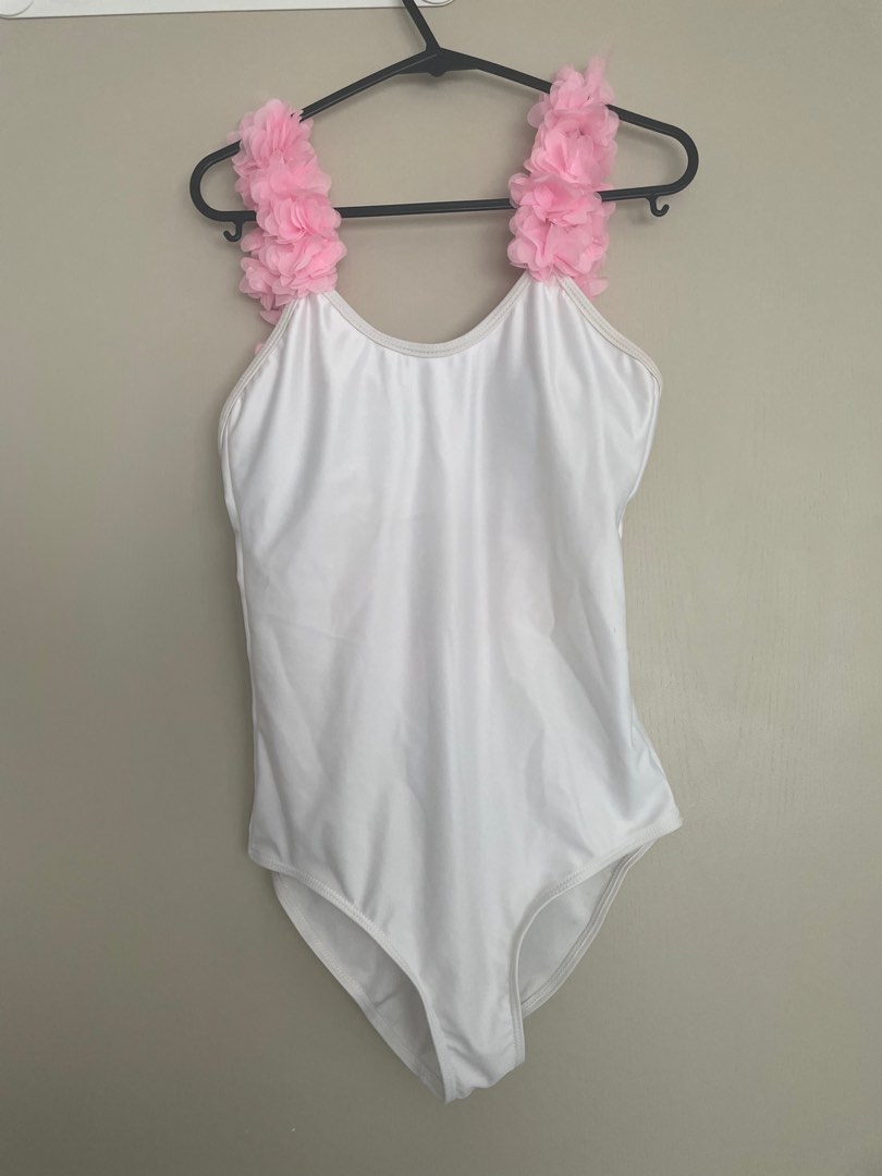 White ruffle one piece swimsuit on sale