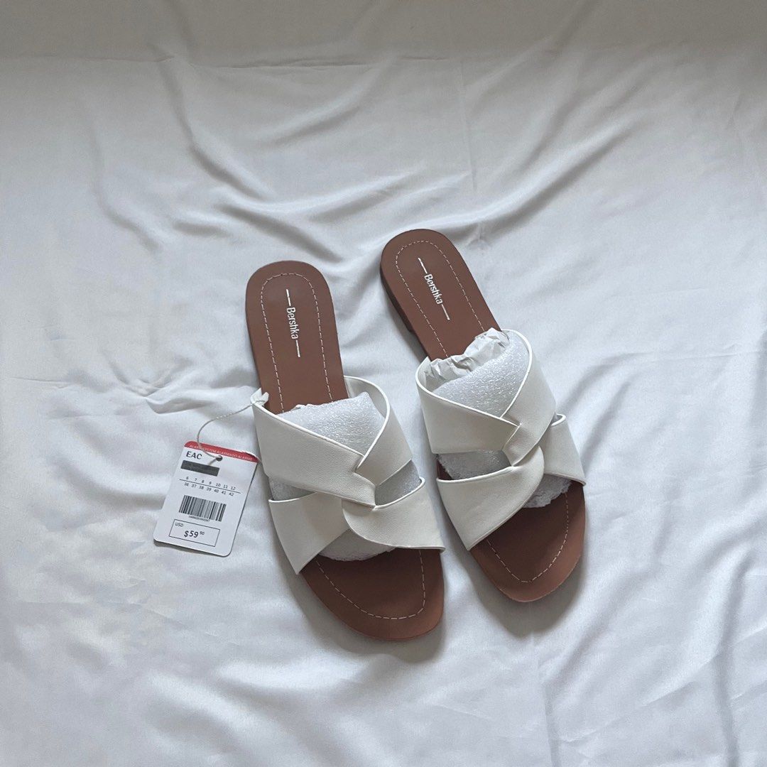 White cross sandals hot sale