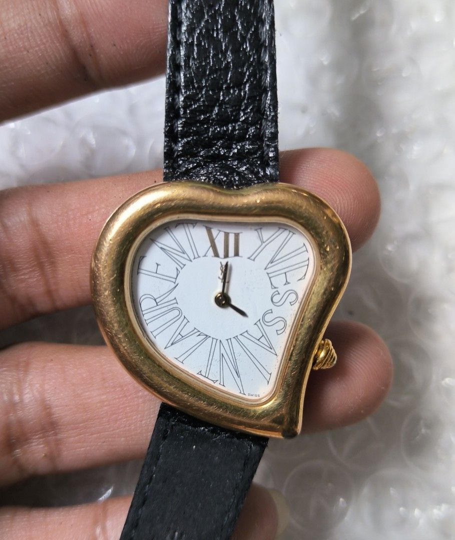 Yves Saint Laurent YSL Heart Shaped Watch Watch Silver Vintage Citizen WIth  box