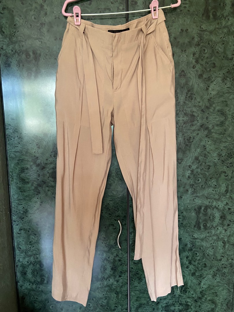 Zara High Waist Trousers in Camel, Women's Fashion, Bottoms, Other Bottoms  on Carousell