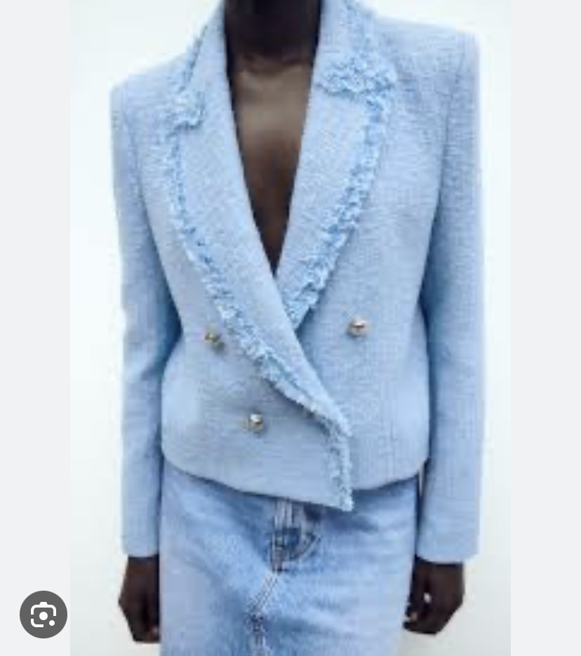 Zara frayed double breasted blazer in s