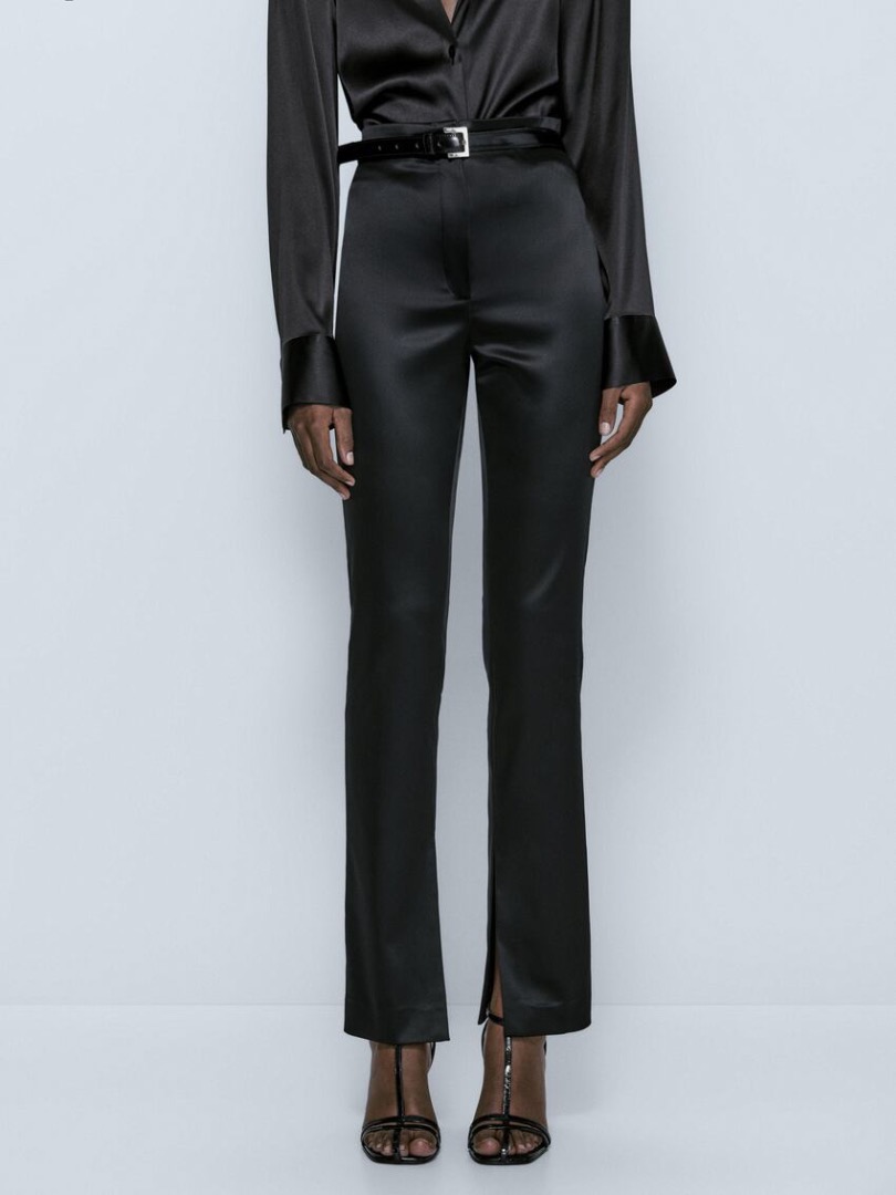 Zara black sale satin trousers