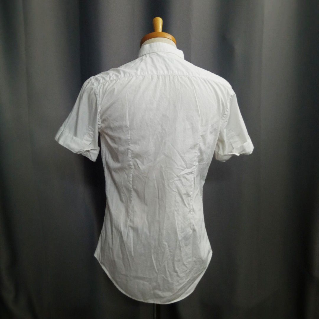 Zara Man Men's Short Sleeve Button Up Shirt White Super Slim Fit Collared,  Men's Fashion, Tops & Sets, Formal Shirts on Carousell