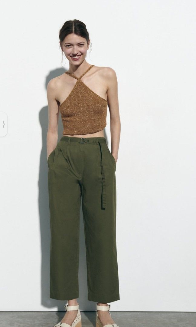 Zara Trouser with Belt size: L, Women's Fashion, Bottoms, Other Bottoms on  Carousell
