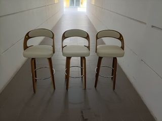 2 x FRANKLIN Swivel Bar Chairs in Off White