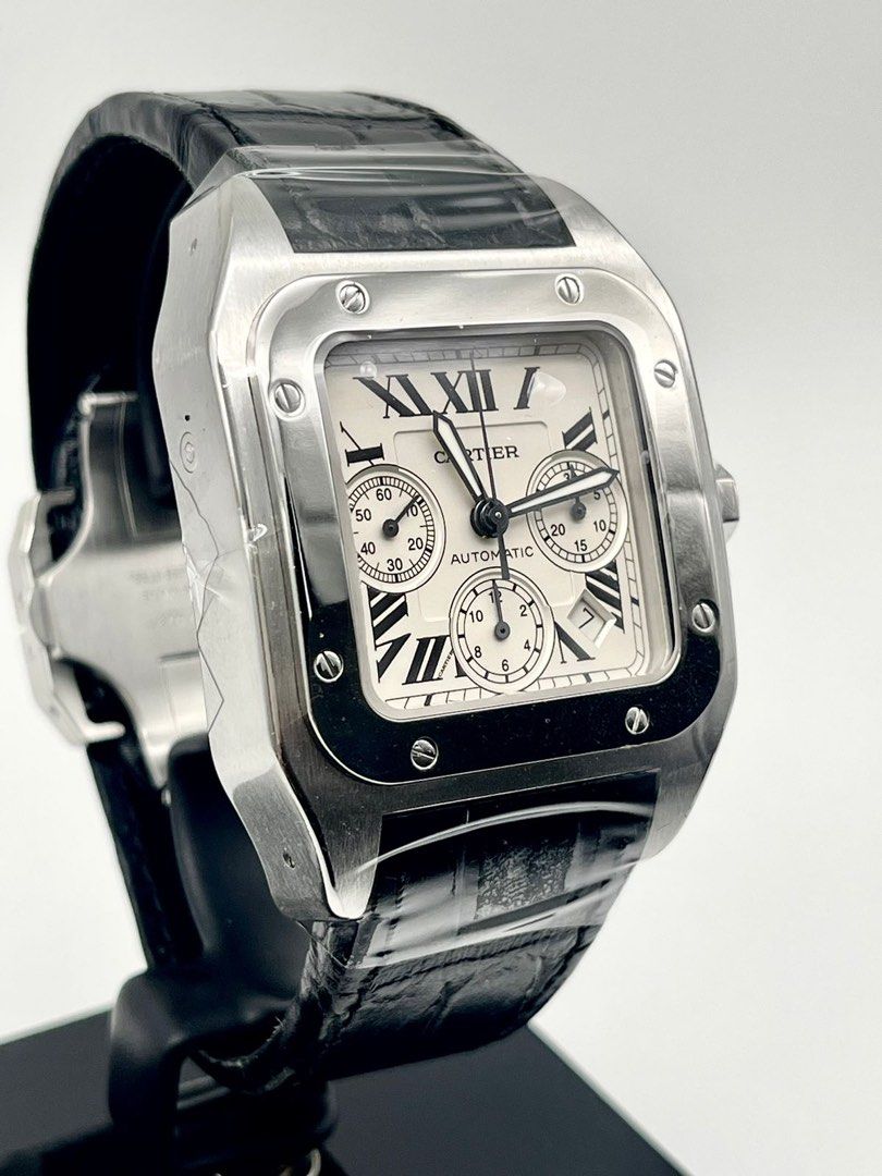 93 Cartier Santos 100 Chronograph Automatic W20090X8 Silver Dial Women s Fashion Watches Accessories Watches on Carousell