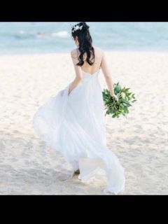 旅拍.輕婚紗.細肩帶愛心領.拖尾.白紗.婚攝.