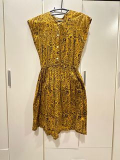 澳洲墨爾本購入 細節滿滿變形蟲黃色顯瘦洋裝