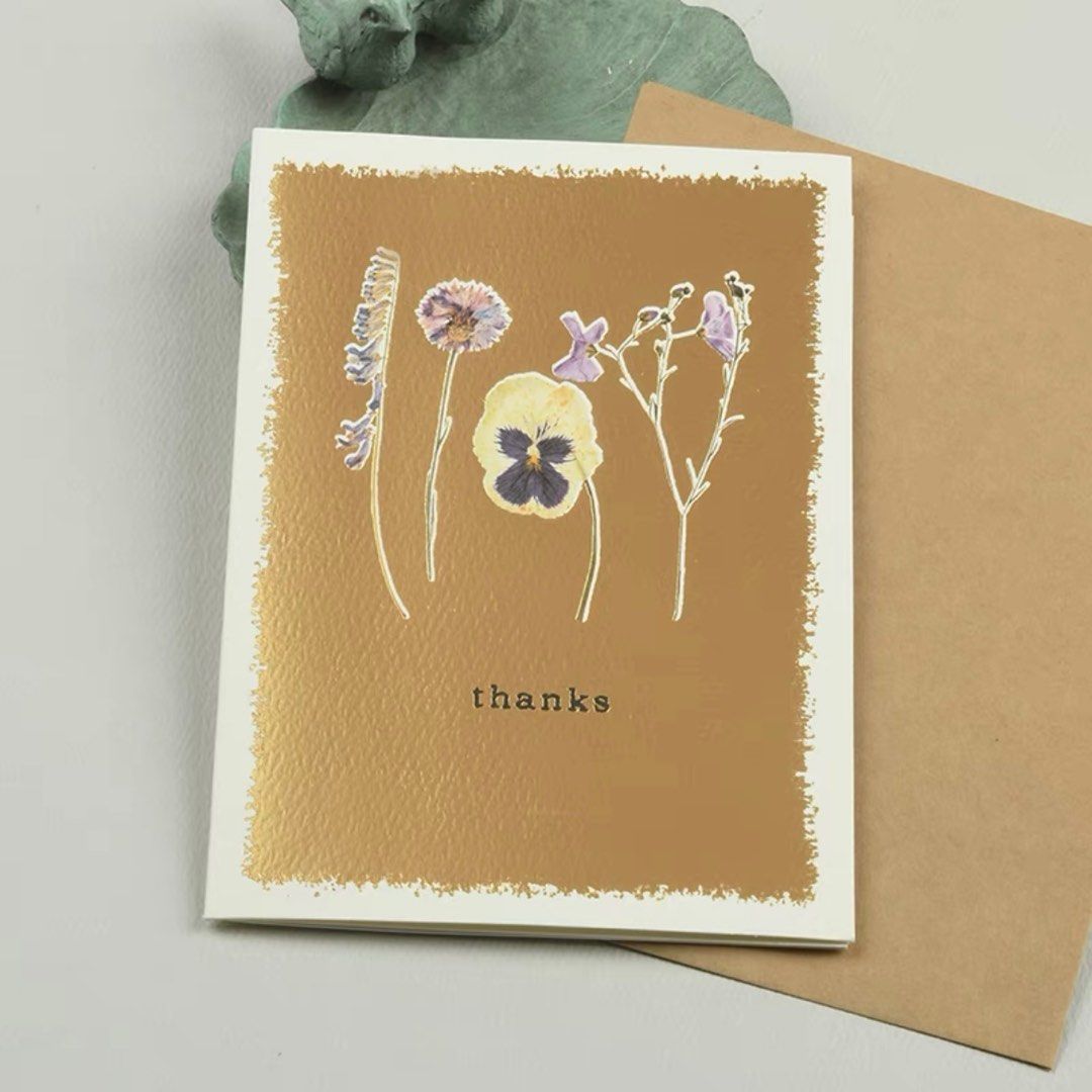 金色花朵感謝卡 thank you card, 攝影器材, 攝影配件, 其他攝影配件 - Carousell