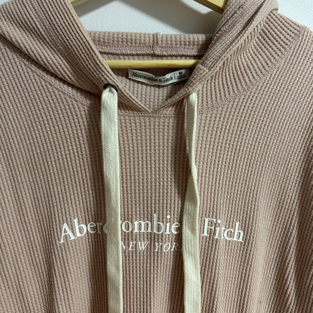 Abercrombie and fitch A F pink waffle hoodie sweater